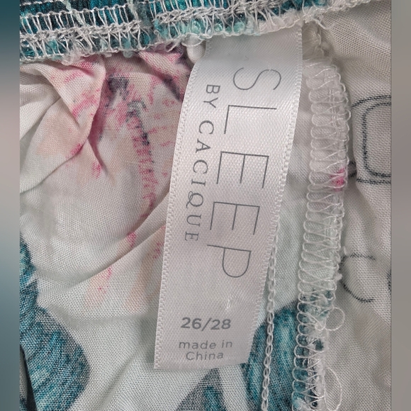 Cacique 26/28 Lounge Pants Tropical Print Wide Leg Rayon 3105- - Picture 4 of 11